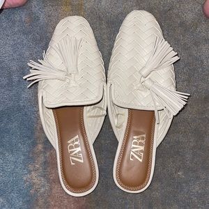 Zara white mules